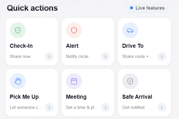 The six One Location quick actions