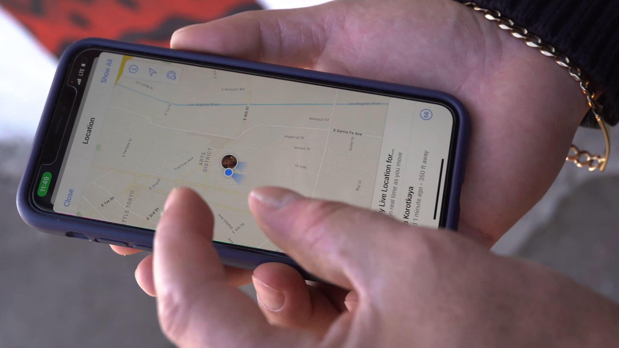 A person looking at a map on their phone.